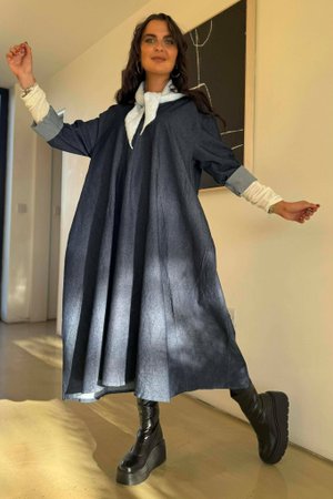 Ori X Stretch Denim Trapeze Dress /9=